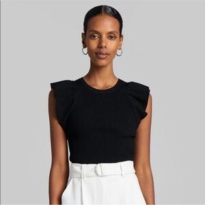 A.L.C. Holley Ruffle Sleeve Top. Color Black. Size Small.
